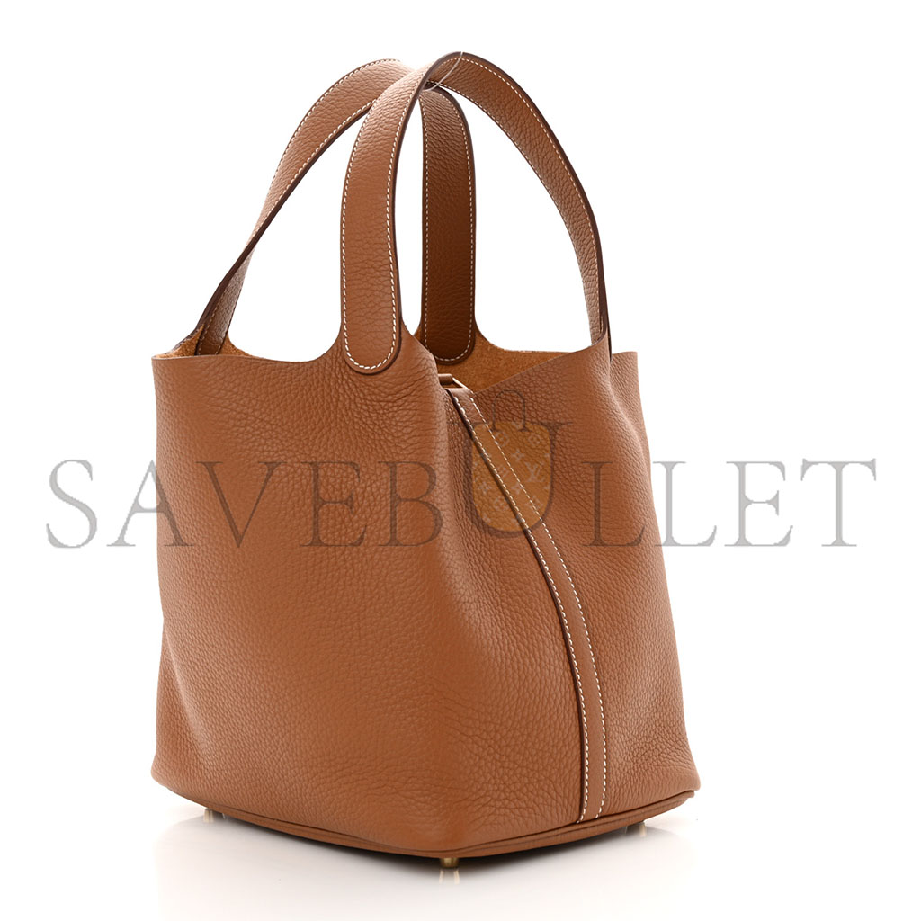 H**mes taurillon clemence picotin lock 22 mm gold (22*21*18cm)